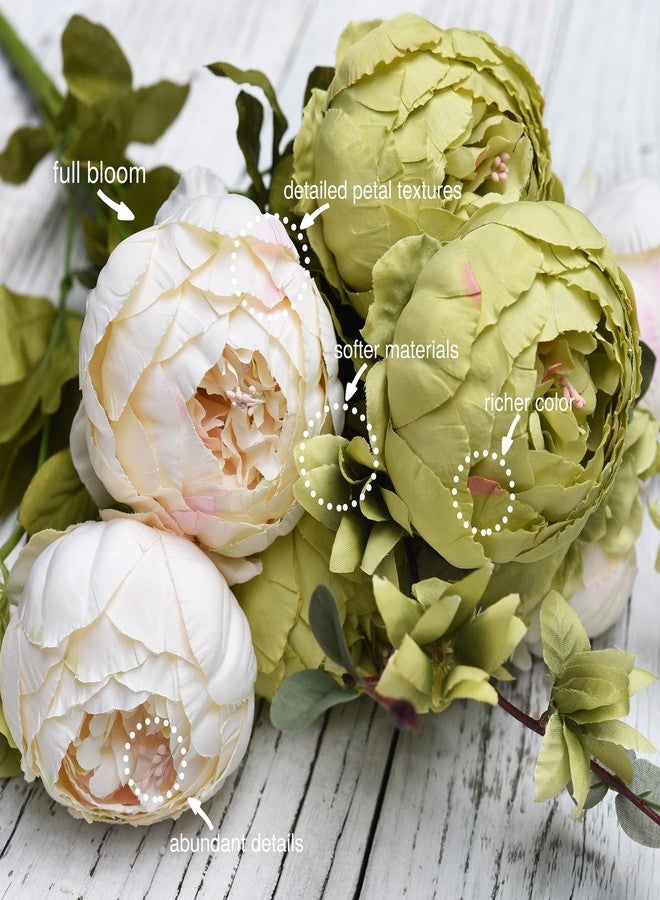 FiveSeasonStuff Vintage Artificial Peonies Silk Peony Flowers and Hydrangeas for Wedding Bridal Home Décor - Beautiful Floral Centerpiece Arrangement 2 Bouquets (Country Rustic Brown Beige Green Mix) - Image 4